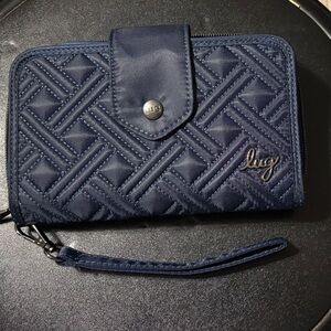 Lug Quilted Navy Wallet with Strap